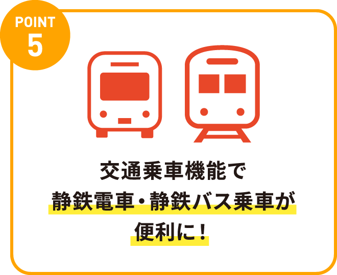 POINT5 交通乗車機能で静鉄電車・静鉄バス乗車が便利に！